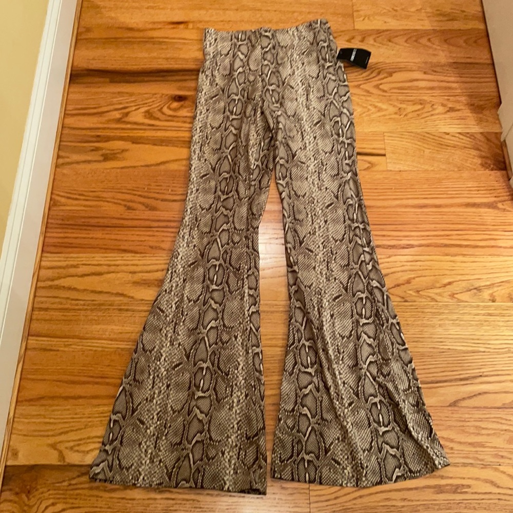 NWT Snakeskin Bellbottom Pants